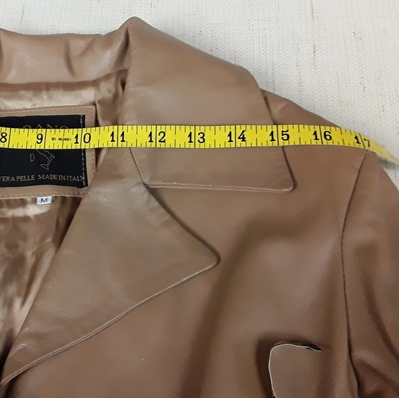 Vere Pelle Italy Tan Trench Coat M Vegan Leather - Picture 9 of 10